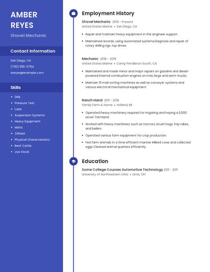 Shovel Mechanic Resume