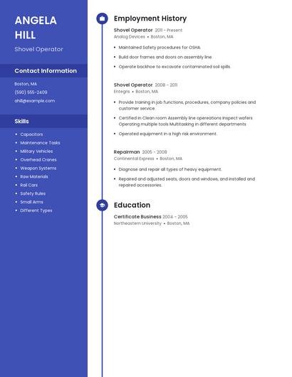 Shovel Operator Resume