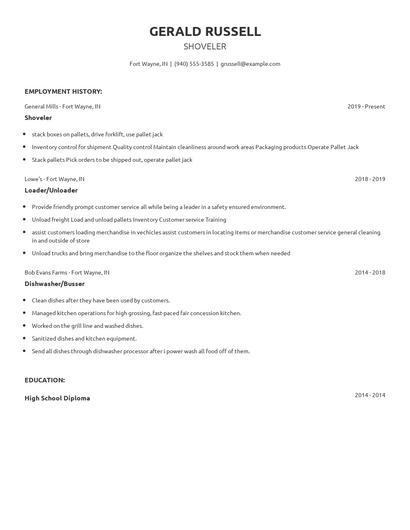 Shoveler Resume