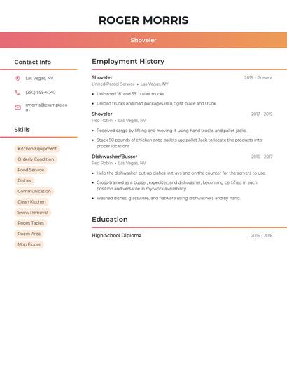 Shoveler Resume