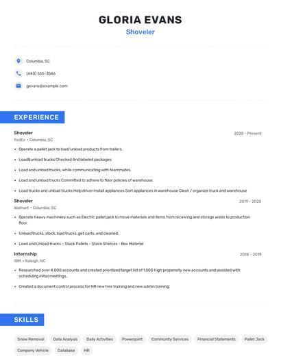 Shoveler Resume