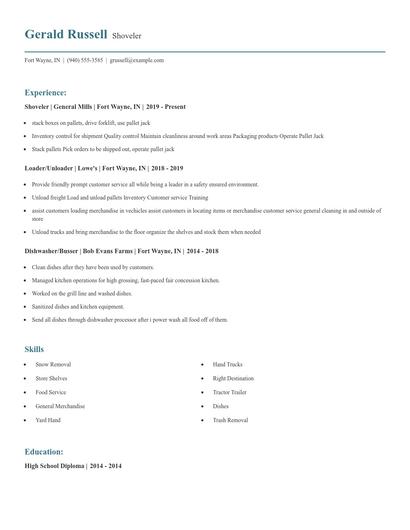 Shoveler Resume