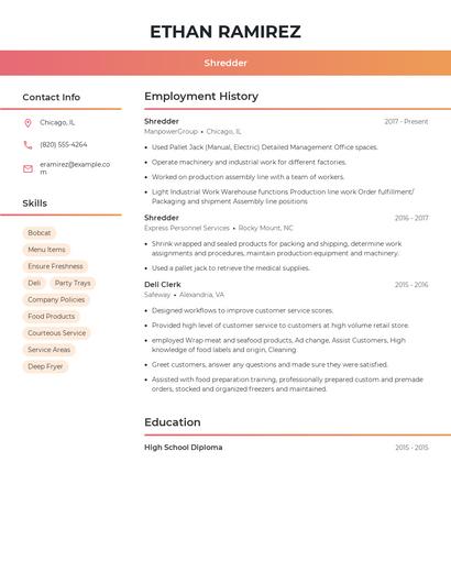 Shredder Resume