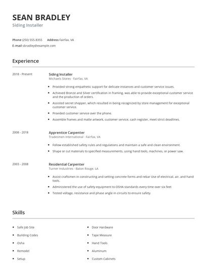 Siding Installer Resume
