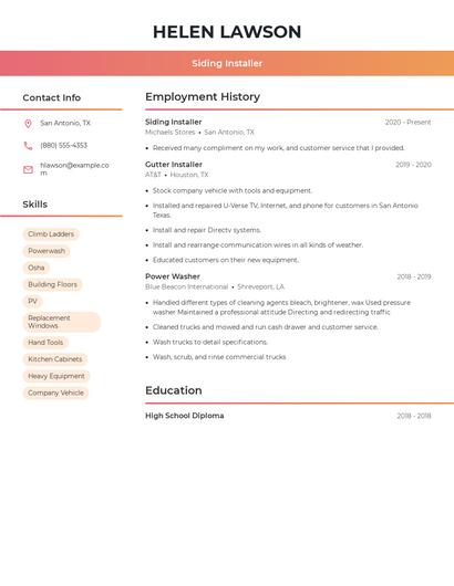 Siding Installer Resume