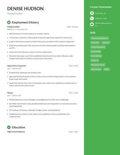 Siding Installer Resume