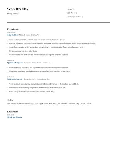 Siding Installer Resume
