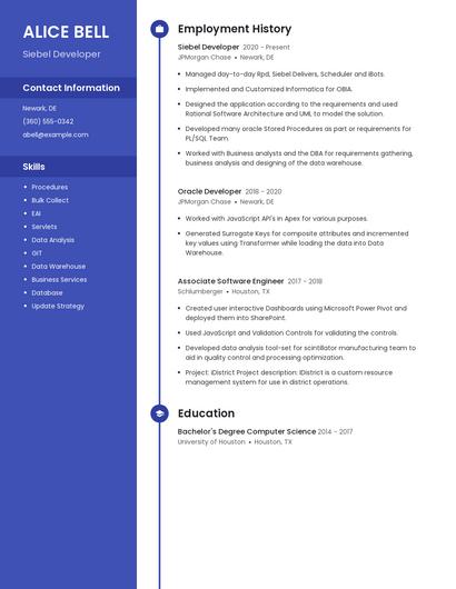 Siebel Developer Resume