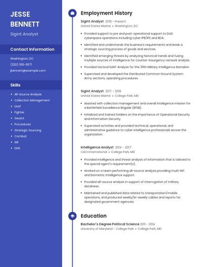 Sigint Analyst Resume