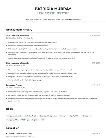 Resume example 2