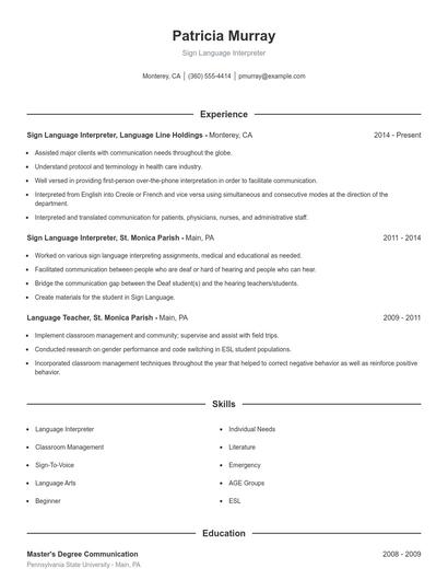 Resume example 1