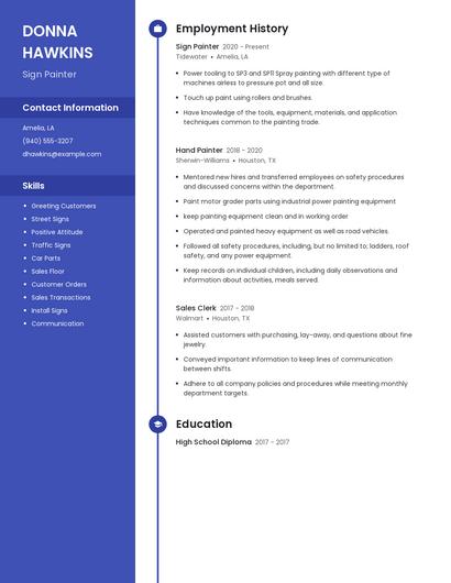 Sign Painter Resume