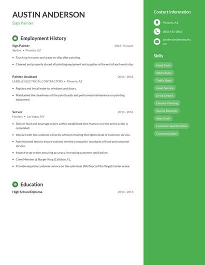 Sign Painter Resume