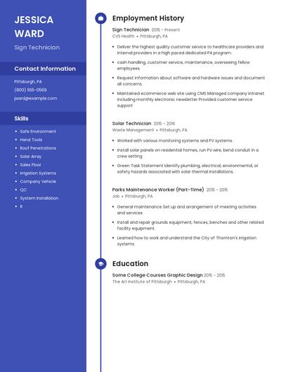 Sign Technician Resume