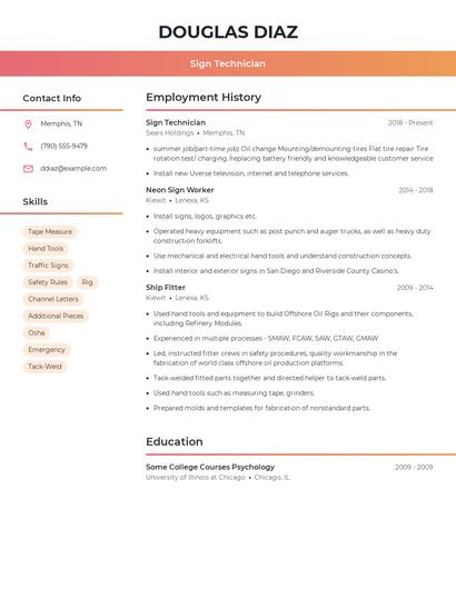 Sign Technician Resume
