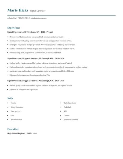 Signal Operator Resume