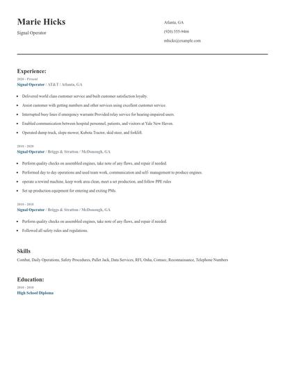 Signal Operator Resume