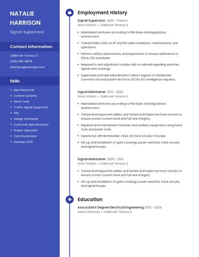 Signal Supervisor Resume