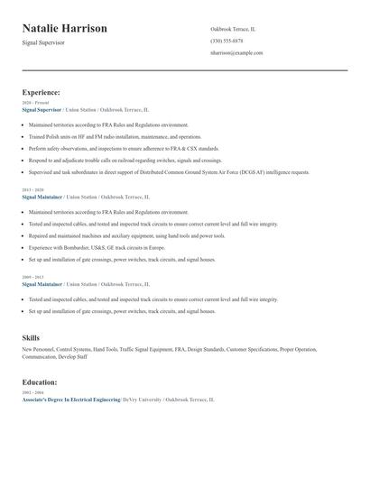 Signal Supervisor Resume