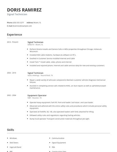 Signal Technician Resume