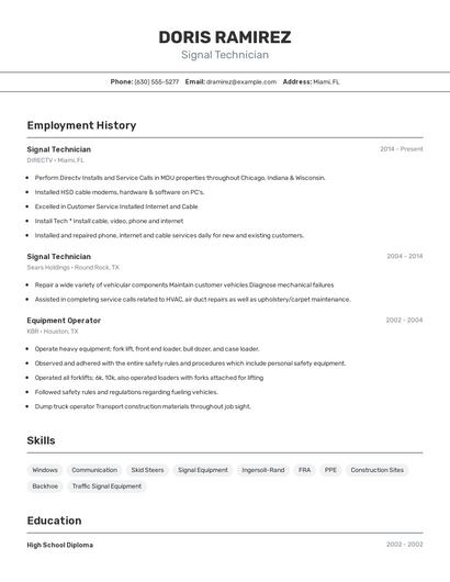 Signal Technician Resume