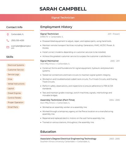Signal Technician Resume