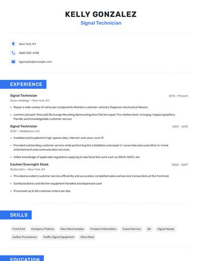 Signal Technician Resume