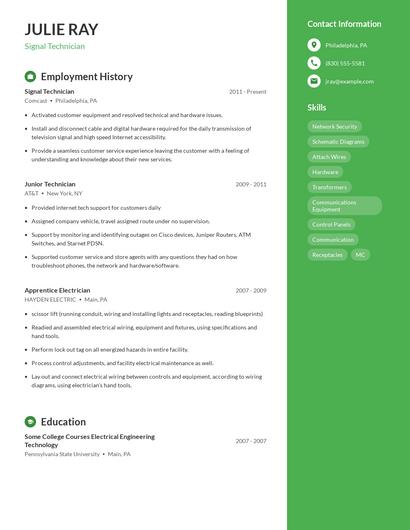 Signal Technician Resume