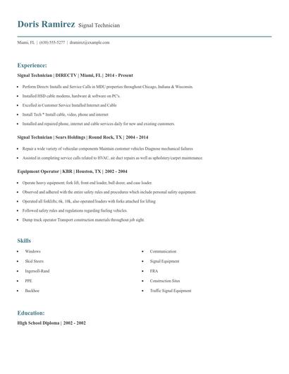 Signal Technician Resume