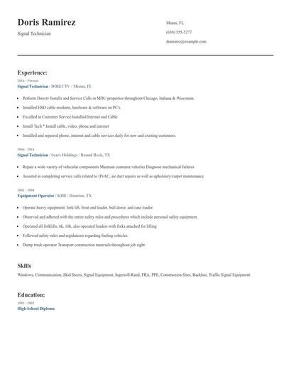 Signal Technician Resume