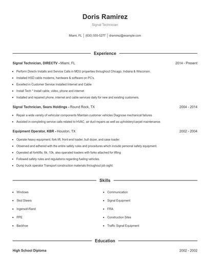Signal Technician Resume