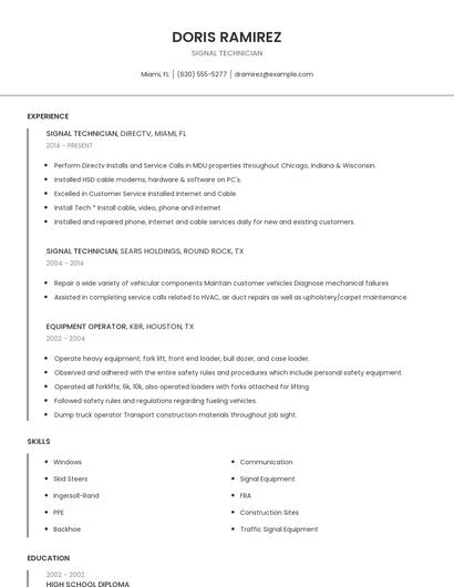 Signal Technician Resume