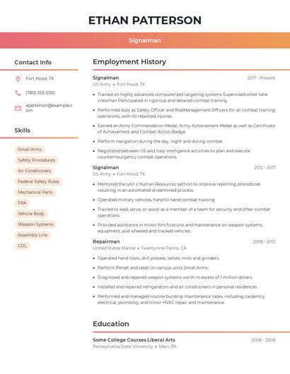 Signalman Resume