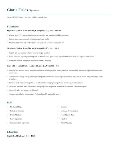 Signalman Resume