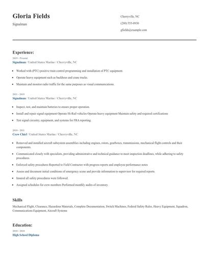 Signalman Resume