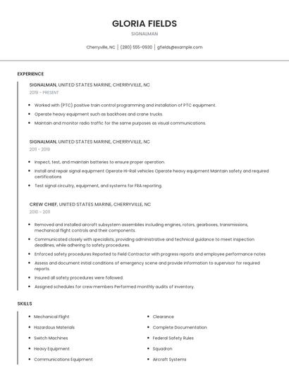 Signalman Resume