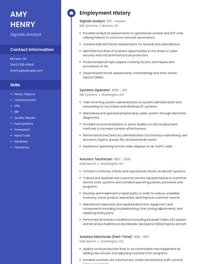 Signals Analyst Resume