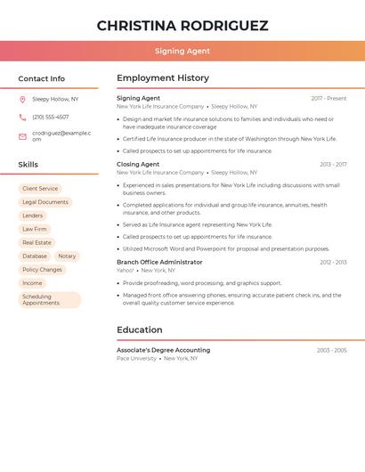 Signing Agent Resume