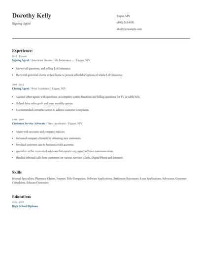 Signing Agent Resume