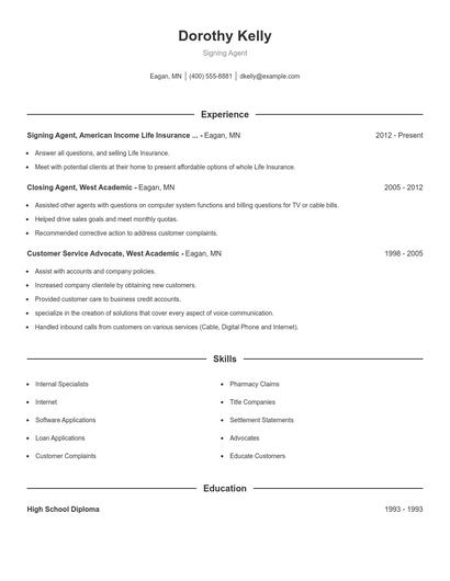 Signing Agent Resume