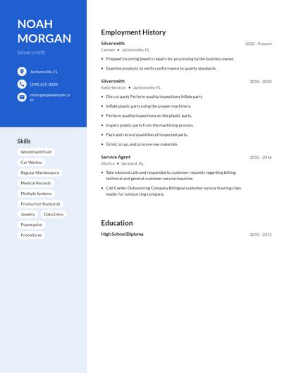 Silversmith Resume