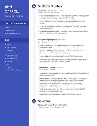 Simulation Engineer Resume