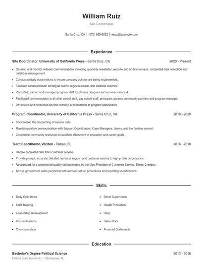 Resume example 1
