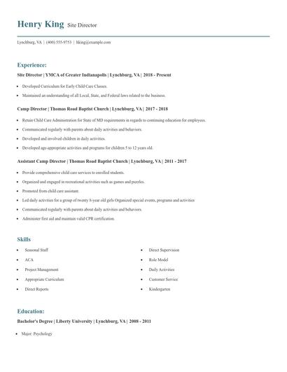Site Director Resume