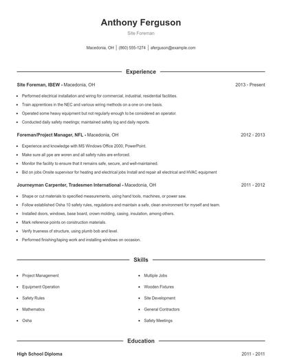 Resume example 1