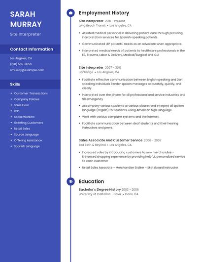 Site Interpreter Resume