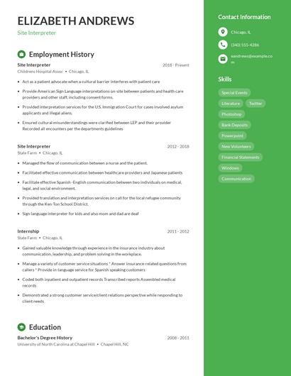 Site Interpreter Resume