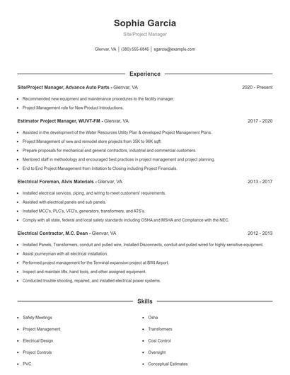 Resume example 1