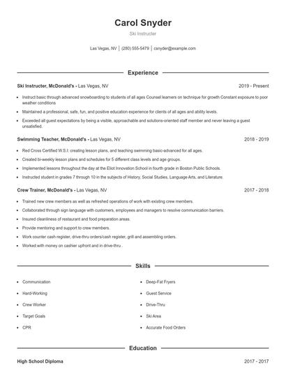 Resume example 1