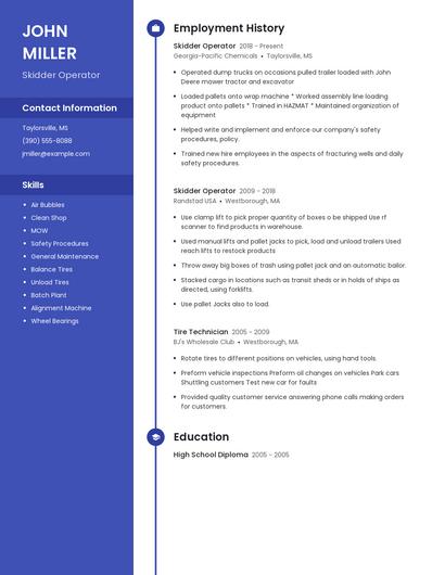 Skidder Operator Resume